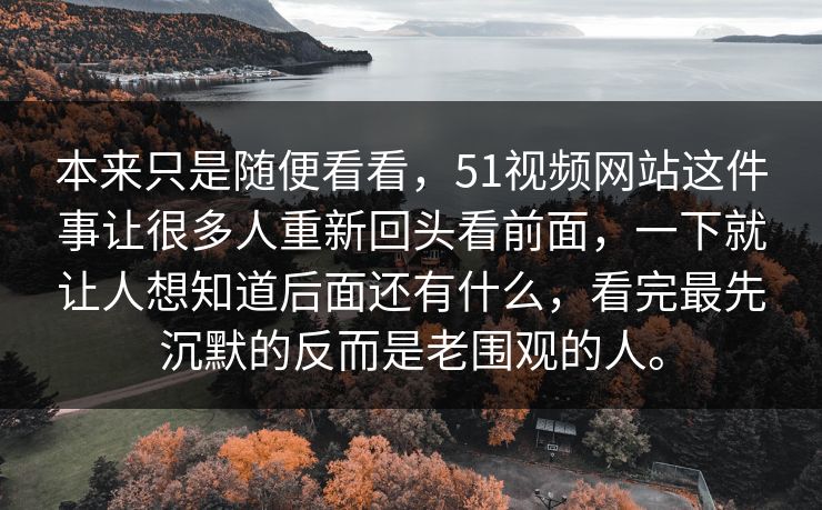 本来只是随便看看，51视频网站这件事让很多人重新回头看前面，一下就让人想知道后面还有什么，看完最先沉默的反而是老围观的人。