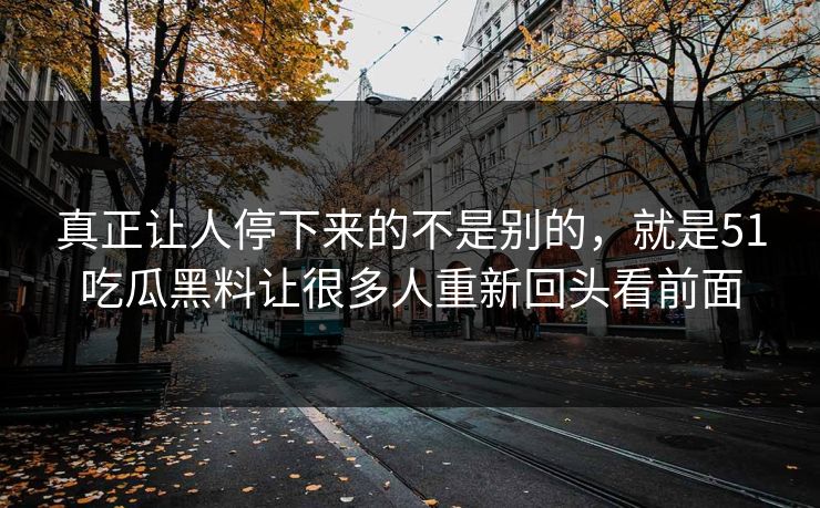 真正让人停下来的不是别的，就是51吃瓜黑料让很多人重新回头看前面